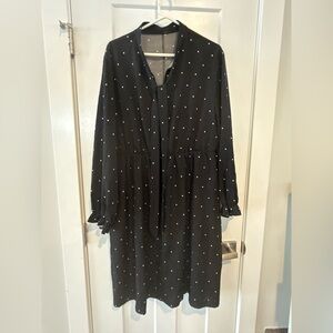 SHEIN Black Long Sleeve Polka Dot Dress